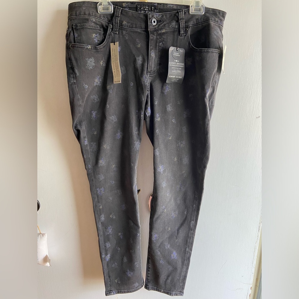 Lucky Brand Women’s Black Jeans with Floral Accents